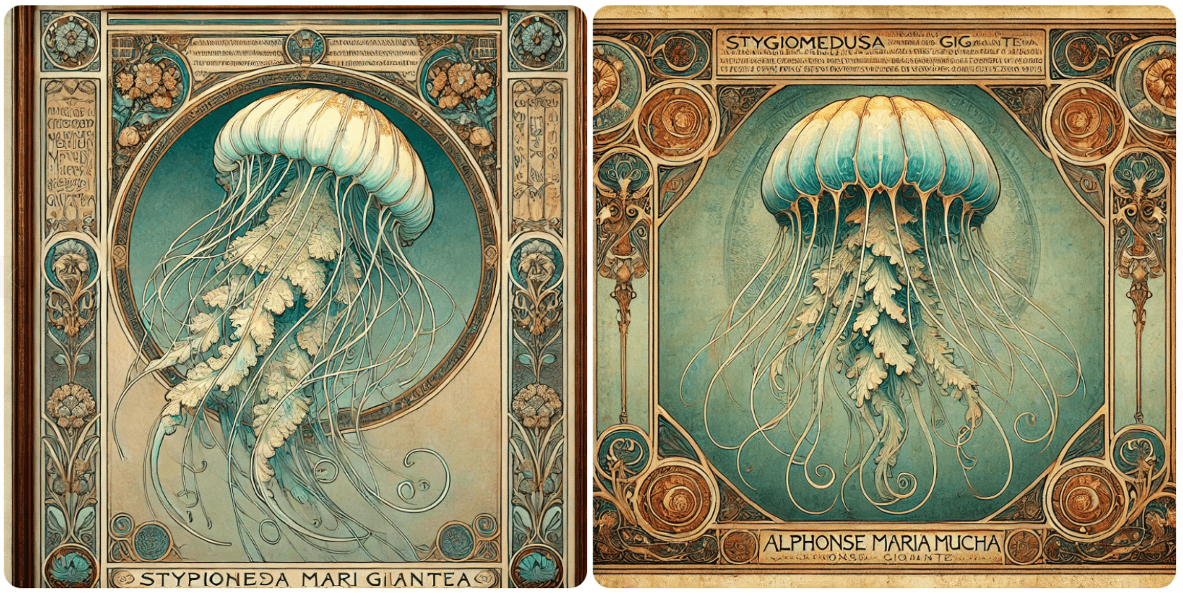 Aquamarine Stygiomedusa gigantea Jellyfish